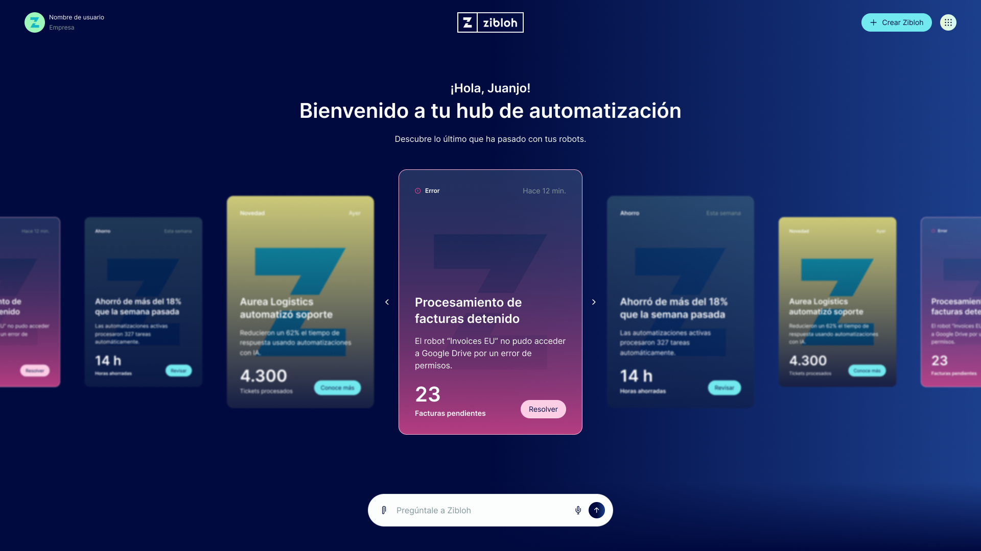 Hub de automatización de Zibloh